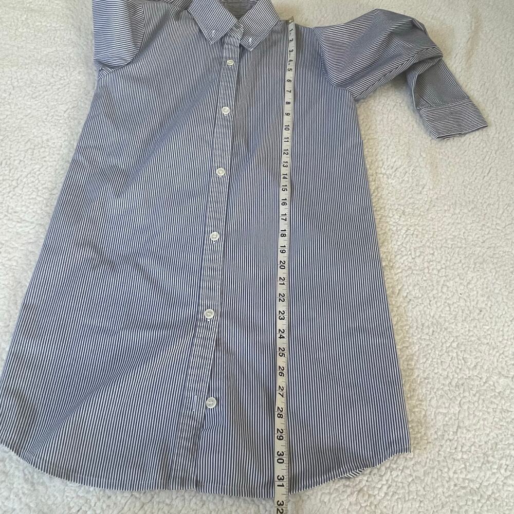 Korean Fashion Blue Pinstripe Shirt Dress Preppy Button Down - Picture 4 of 9